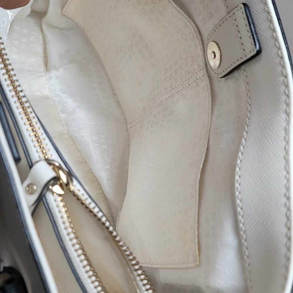 Kate Spade Evangelie Laurel Way Sachel Handbag Purse Beige Ecru Black Crossbody - Picture 10 of 12